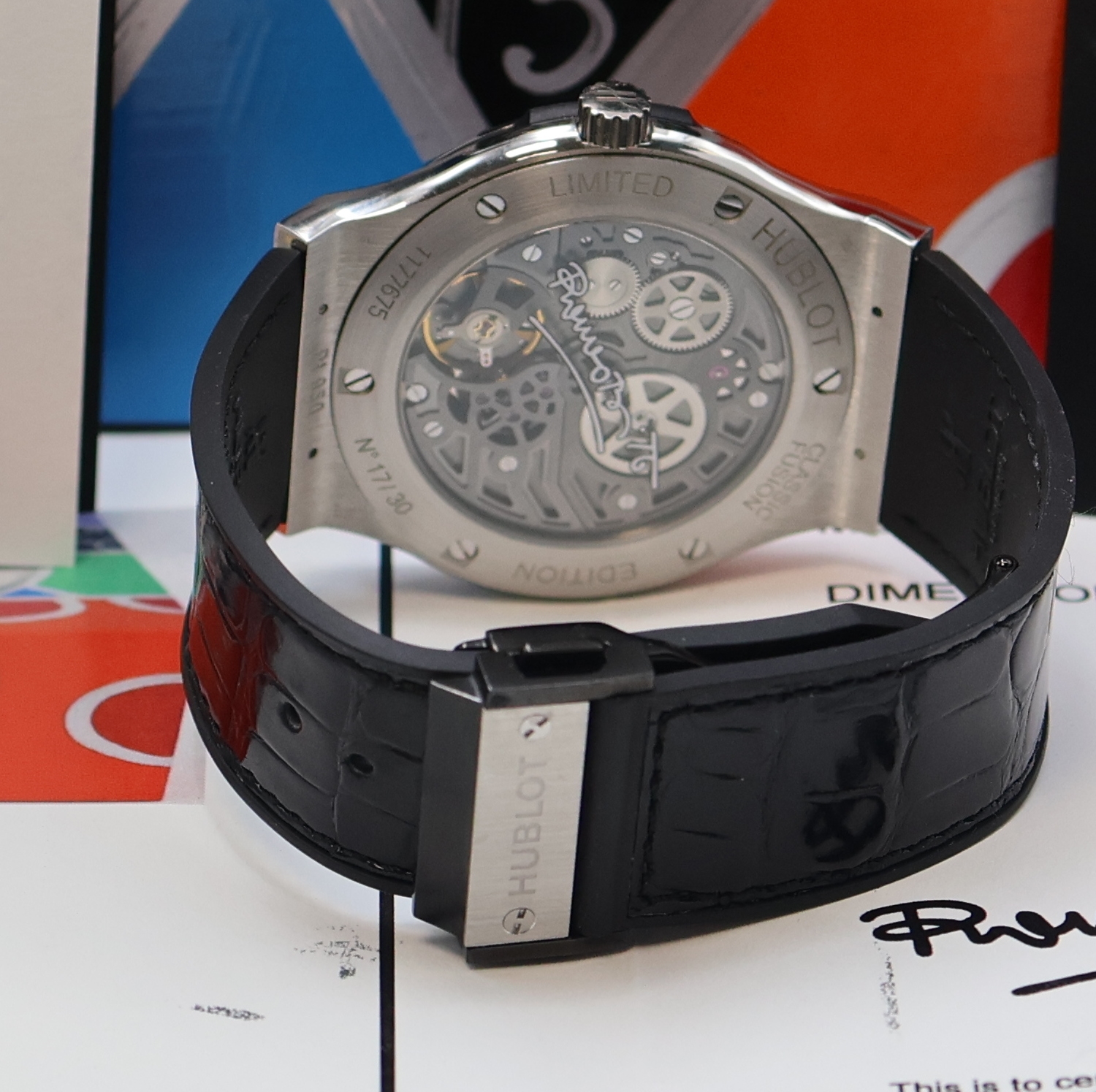 Detail b: HUBLOT extrem seltene, auf 30 Stück limitierte Platin Herrenarmbanduhr Classic Fusion Enamel Britto Referenz 515.TS.0910.LR, Handaufzug, Schweiz um ...