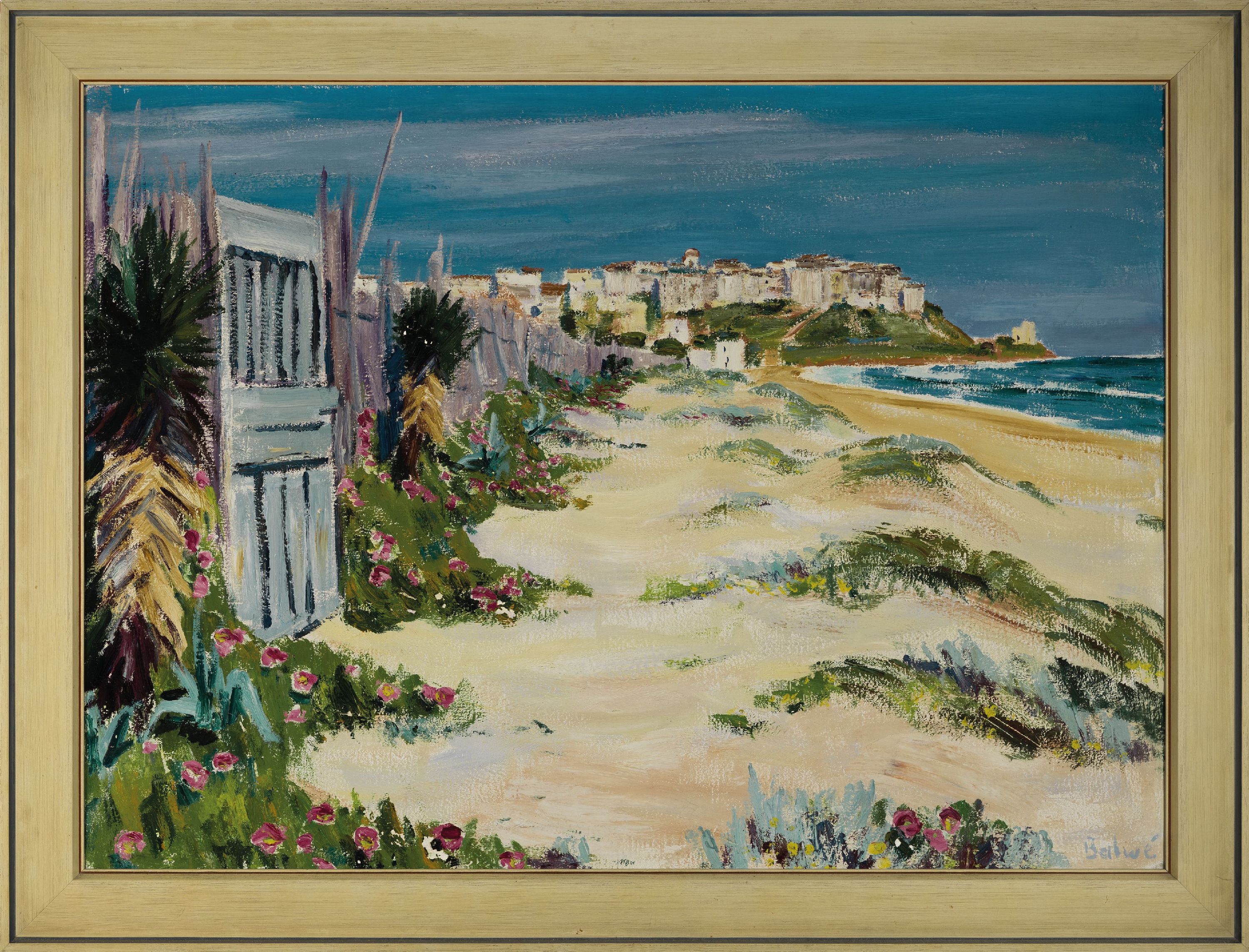 Detail k: Arnold Balwé, 1898 Dresden-1983 Prien am Chiemsee, "Sperlonga (Riviera di Gaeta)" so verso bezeichnet, Blick entlang des Strandes mit ...