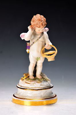 Image 26967147 - Porzellanfigur, Meissen, um 1880/90, Entwurf Heinrich Schwabe, enttäuschter Amor ...