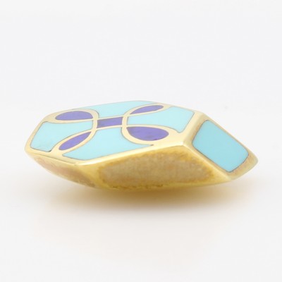 26967165a - Anhänger mit Lapislazuli und Türkisen, GG 750/000, abgeschrägt gearbeitet ...