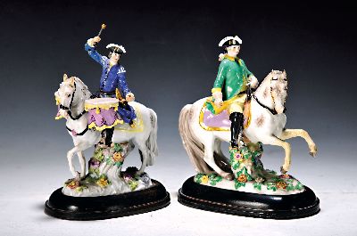 Image 26967166 - Paar Porzellanfiguren, Meissen, um 1860-1924, Kesselpauker zu Pferd und Reiter zu Pferd, ...