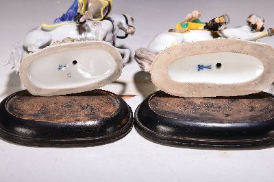 26967166a - Paar Porzellanfiguren, Meissen, um 1860-1924, Kesselpauker zu Pferd und Reiter zu Pferd, ...
