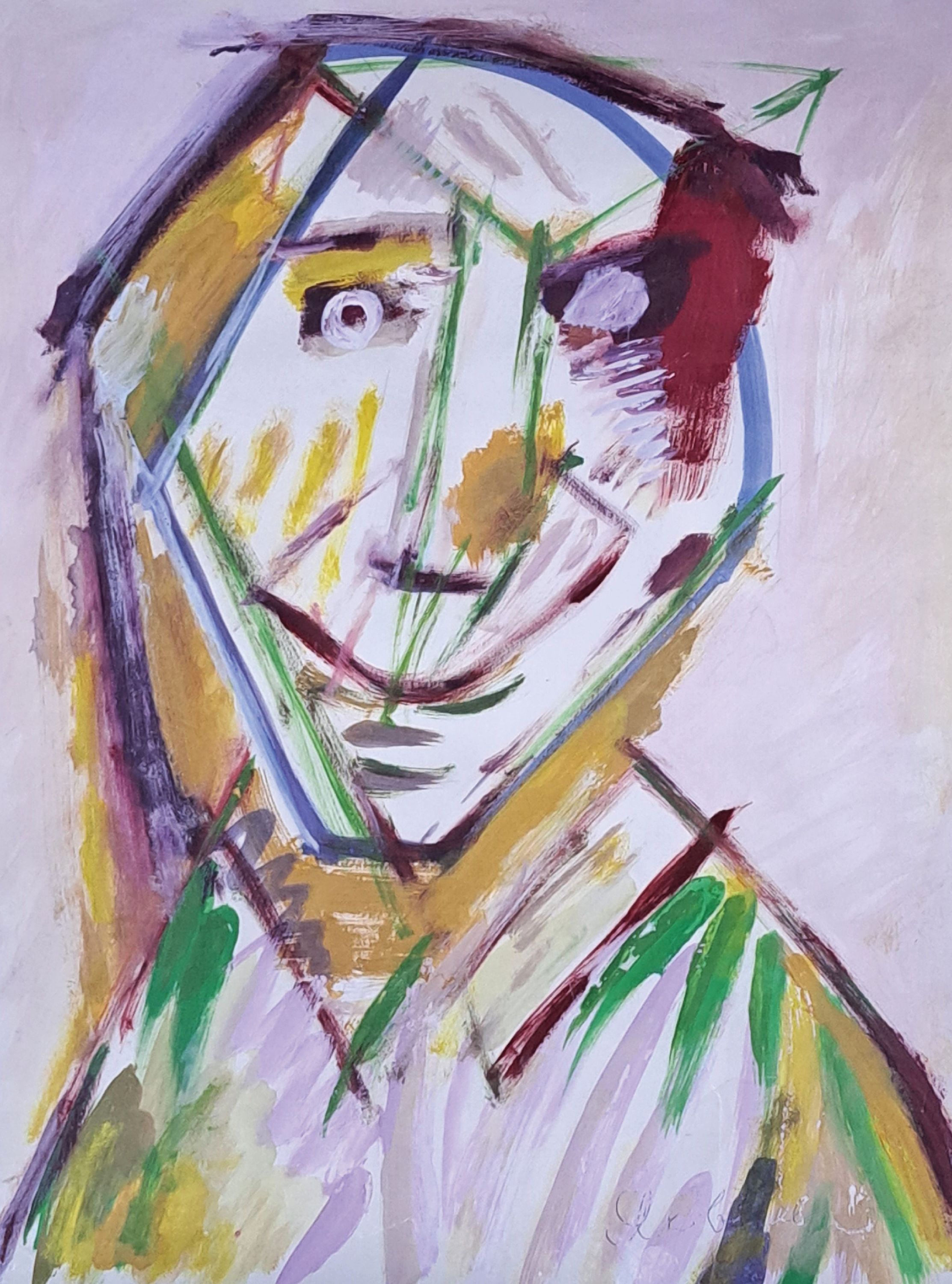 Vladimir Igorevich Yakovlev, 1934 Balakhna -1998 Moskau, Gouache/Papier, "Selbst", 1970er-Jahre, Selbstporträt en face, rechts unten ...