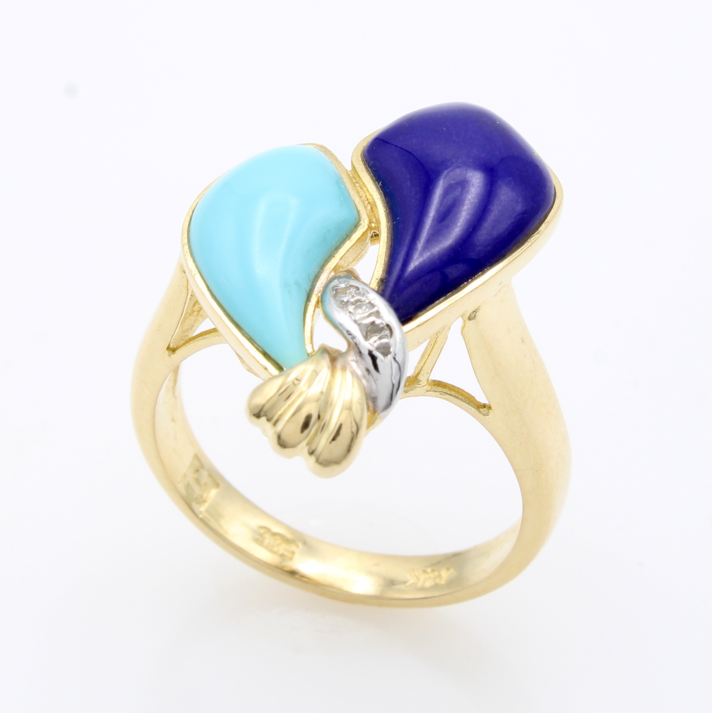 Image 26967444 - Ring mit Türkis, Lapislazuli und Brillanten, GG 585/000, Brill. zus. ca. 0.03 ct ...