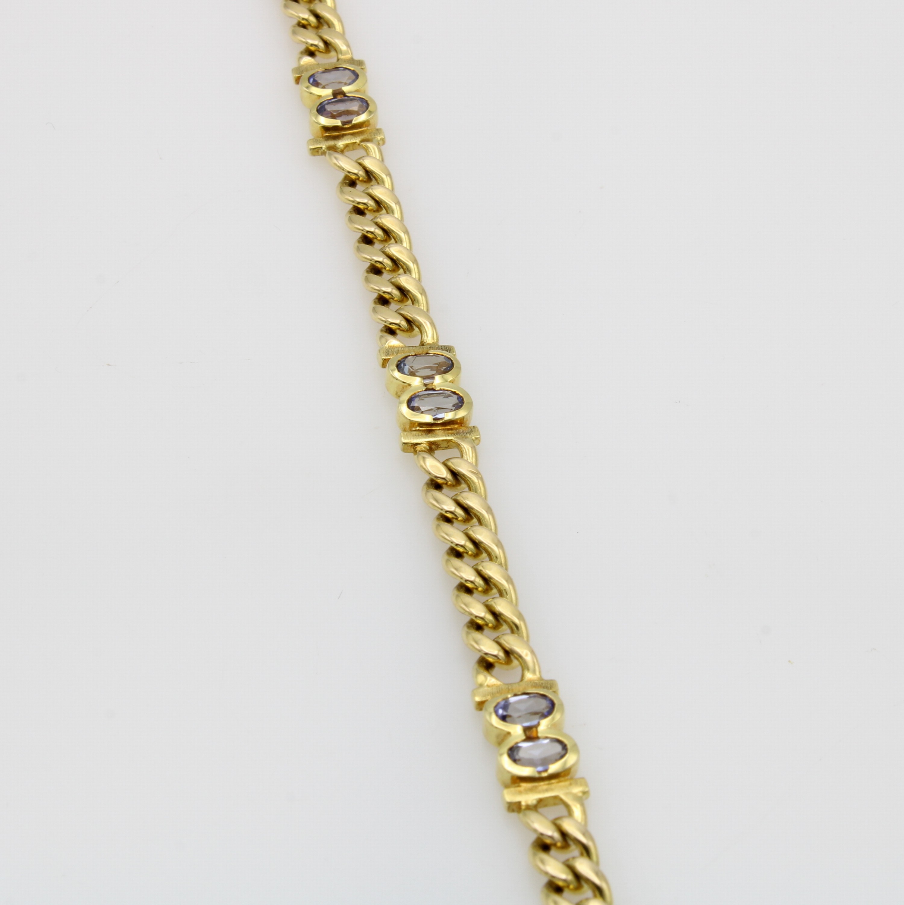 Image 26967669 - Panzerarmband mit Tansaniten, GG 585/000, 10 ovale Tansanite zus. ca. 2.2 ct, Kasten- ...