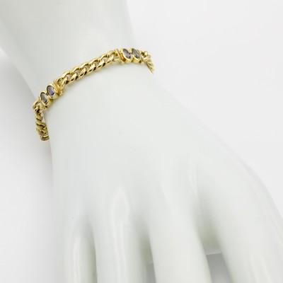 26967669a - Panzerarmband mit Tansaniten, GG 585/000, 10 ovale Tansanite zus. ca. 2.2 ct, Kasten- ...