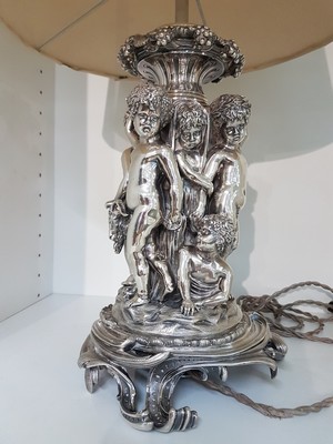 26967673a - Große Figurenlampe, wohl deutsch, um, 1900/20, schwerer Bronzeguß ...