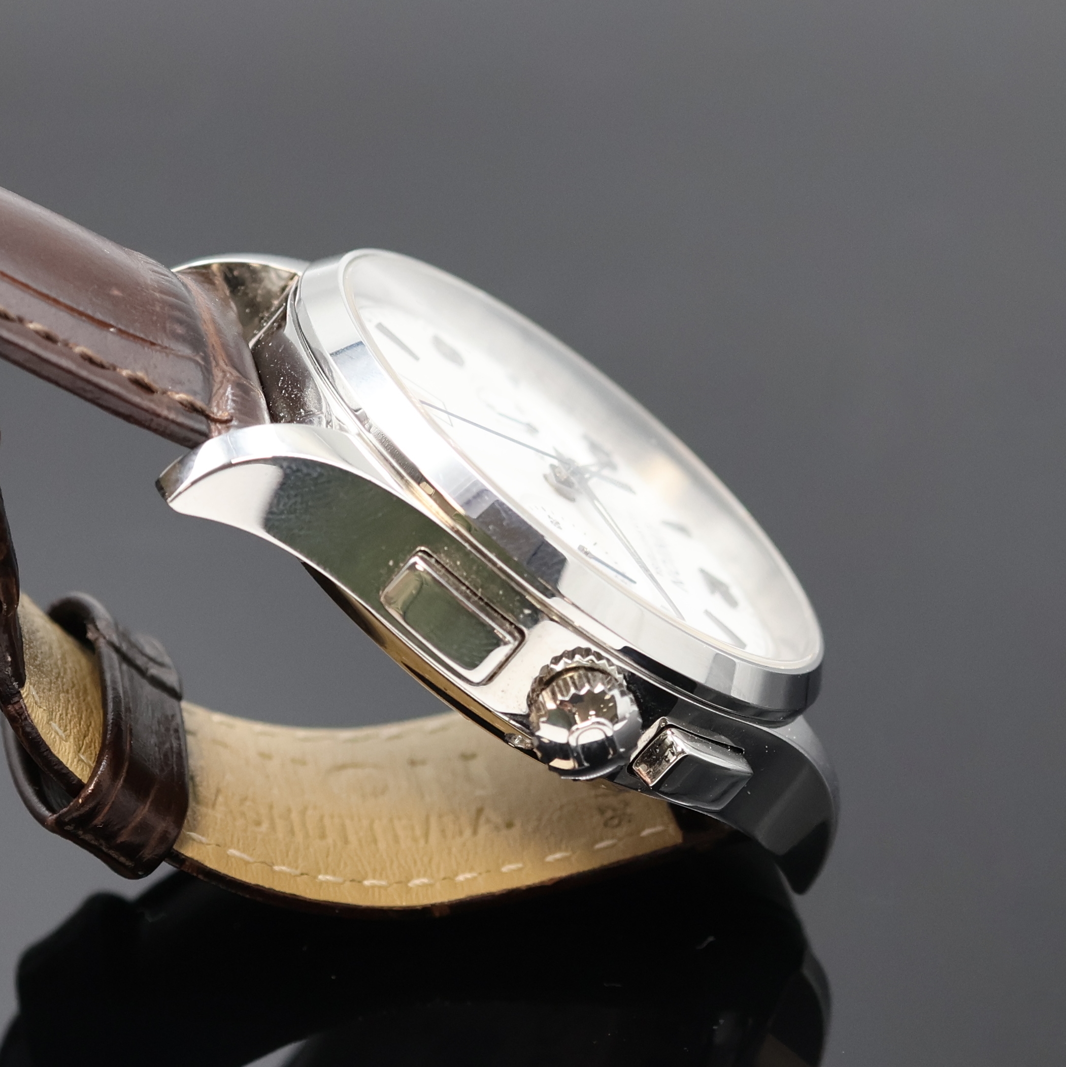Detail c: UNION GLASHÜTTE Noramis Herrenchronograph in Stahl, Deutschland um 2020, Automatik, beids. vergl. Geh., Boden 6-fach verschr., orig. Lederband m. ...