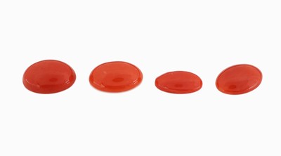 Image 26967703 - Lot 4 lose Korallcabochons von guter Farbe, zus. ca. 21.4 ct, Sardegna, Versand nur ...