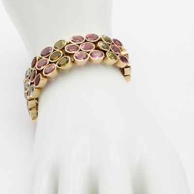 26967766a - Armband mit Turmalinen, GG 585/000, ovale Turmaline in versch. Farben zus. ca. 55 ct, ...