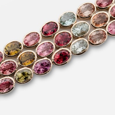 26967766b - Armband mit Turmalinen, GG 585/000, ovale Turmaline in versch. Farben zus. ca. 55 ct, ...
