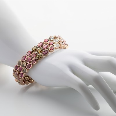 26967766c - Armband mit Turmalinen, GG 585/000, ovale Turmaline in versch. Farben zus. ca. 55 ct, ...