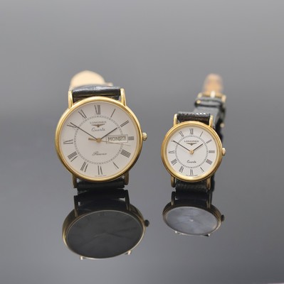 Image 26967772 - LONGINES Résence Damen/Herren 2 Armbanduhren, Schweiz um 1985, verg. Geh. m. ...