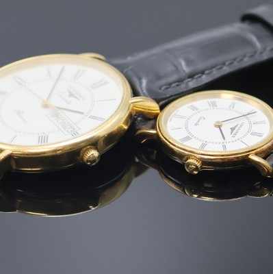 26967772c - LONGINES Résence Damen/Herren 2 Armbanduhren, Schweiz um 1985, verg. Geh. m. ...