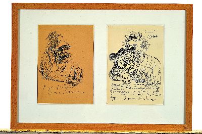 26967794k - Otto Dill,1884 Neustadt - 1957 Bad Dürkheim, Skizze, Weintrinker, ca. 14.5 x 10 cm, ...