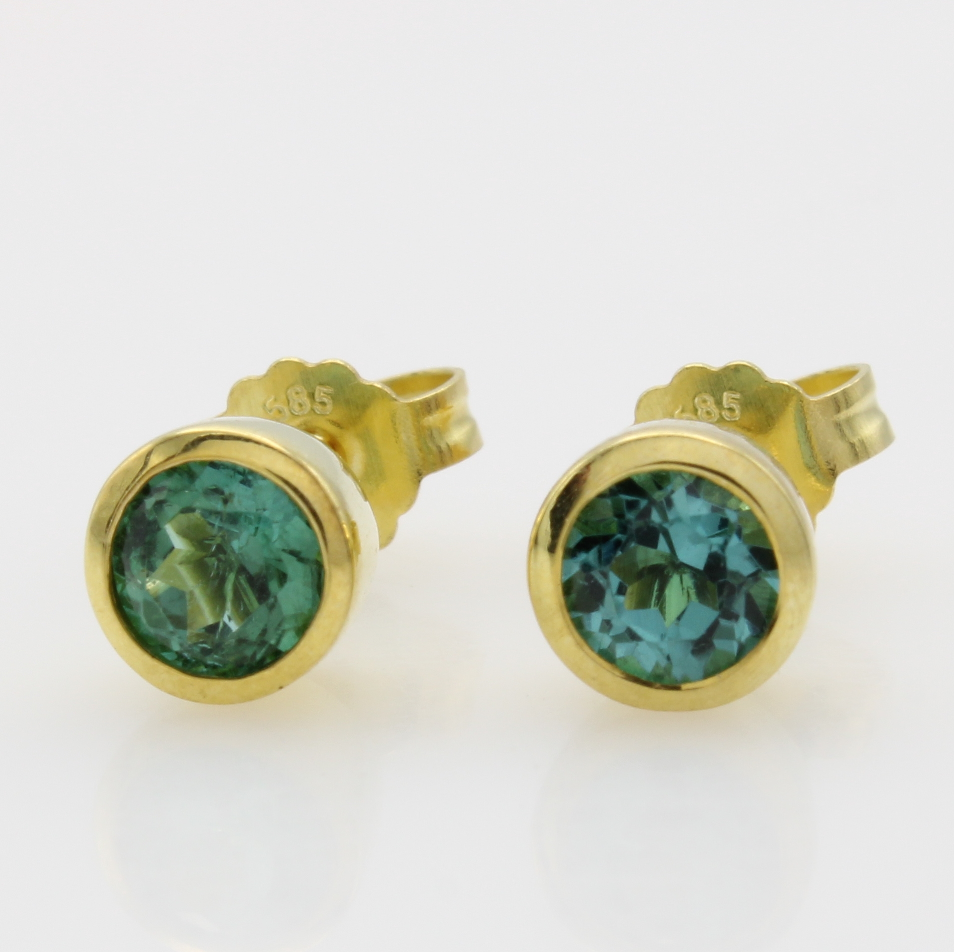 Image 26967806 - Paar Ohrstecker mit Turmalinen, GG 585/000, 2 grüne Turmaline in Zargenfassungen zus. ...