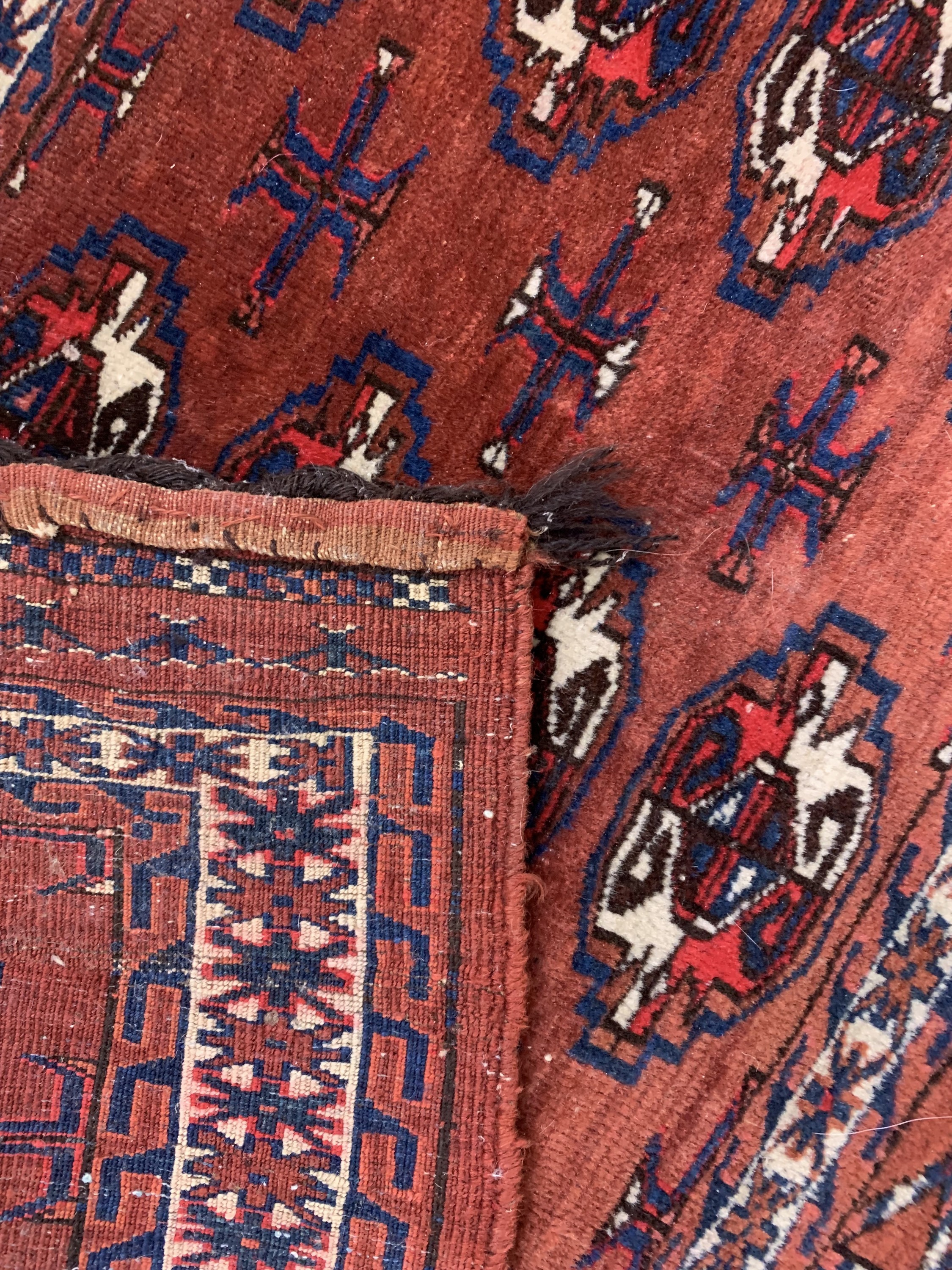 Detail e: 4 Lots Tschowal & Torba, Turkmenistan, um 1900, Wolle auf Wolle, ca. 160 x 72 cm, ca. 112 x 35 cm, ca. 115 x 40 cm, ca. 100 x 70 cm, EHZ: 2-3