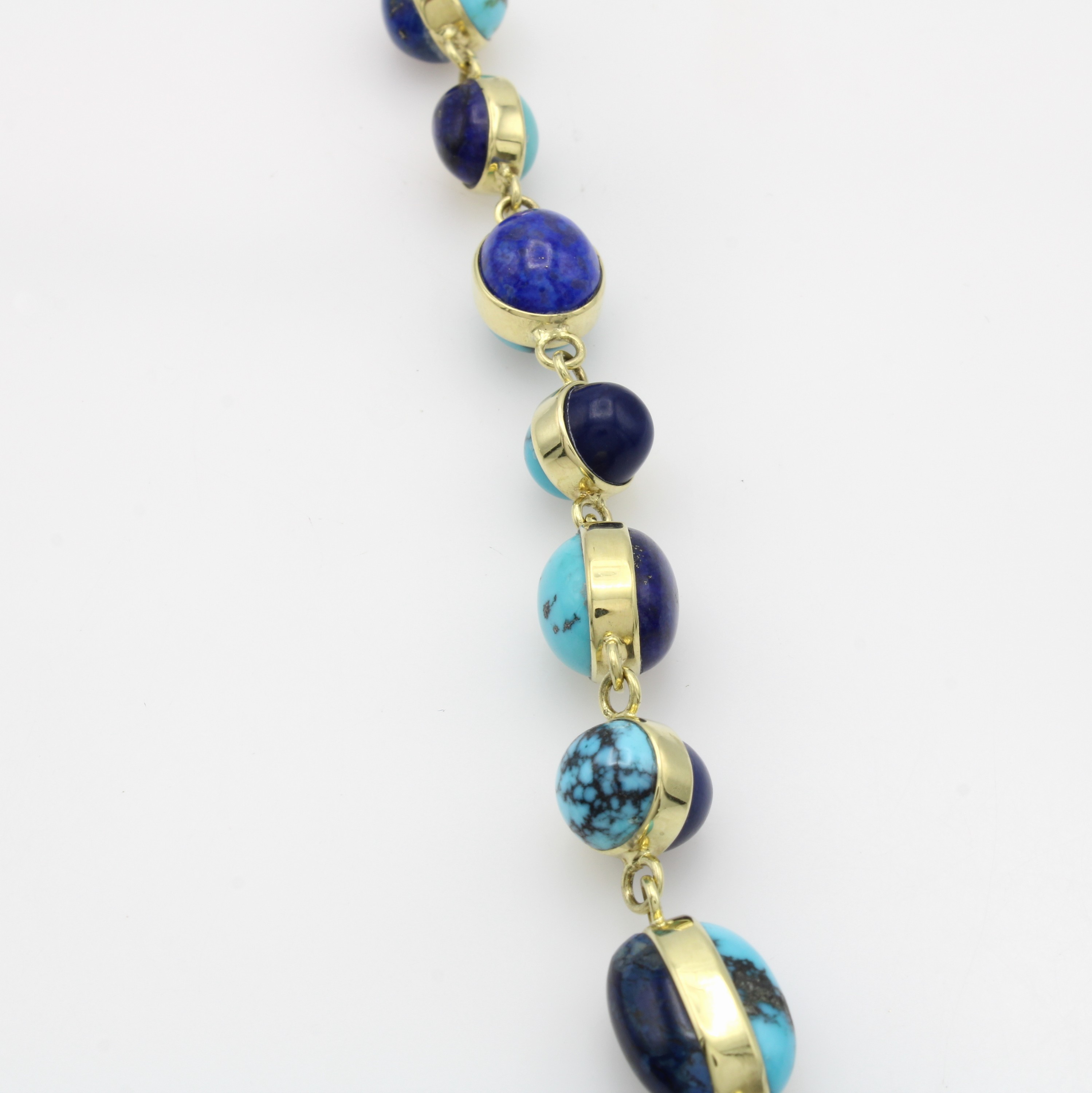 Image 26967857 - Armband mit Farbsteinen, GG 585/000, Türkise zus. ca. 32 ct, Lapislazuli zus. ca. 35 ...