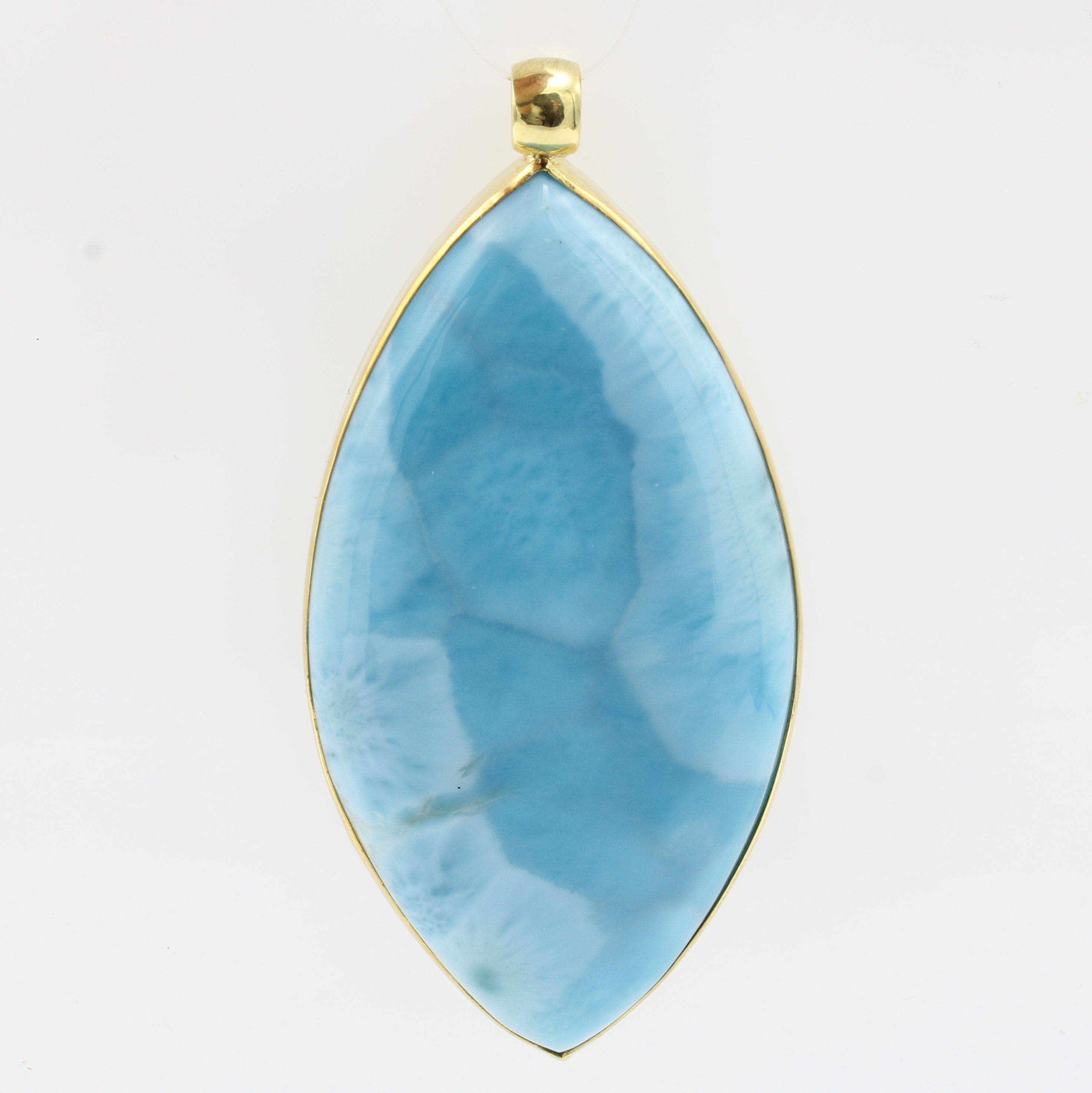 Image 26967863 - Anhänger mit Larimar, GG 585/000, navettef. Larimar ca. 125 ct, glatte Fassung ...