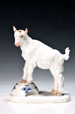 Image 26967813 - Porzellanfigur Ziege auf dem Napf, Meissen, 20. Jh., Entw. Erich Hösel, Porzellan, ...