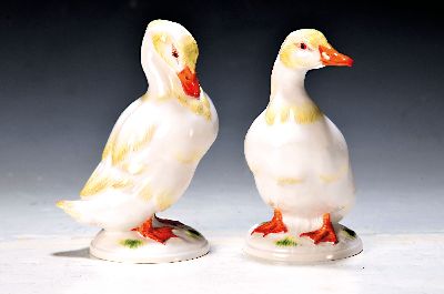 Image 26967814 - Paar Porzellanfiguren Gänse, Meissen, Entw. Erich Oehme, 20.Jh., Porzellan, Nr. ...