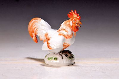 Image Porzellanfigur Hahn, Meissen, 2.Hälfte 20.Jh. , Porzellan, Nr. 7328, handbemalt, H. ...