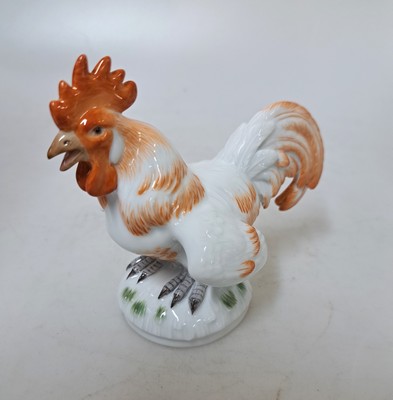 26967817a - Porzellanfigur Hahn, Meissen, 2.Hälfte 20.Jh. , Porzellan, Nr. 7328, handbemalt, H. ...