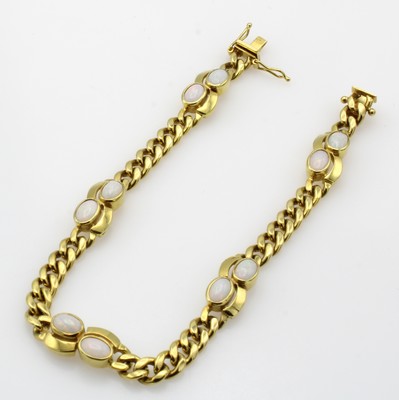 26967856a - Panzerarmband mit Opalen, GG 585/000, 10 Opale paarweise gef. zus. ca. 2.4 ct, ...