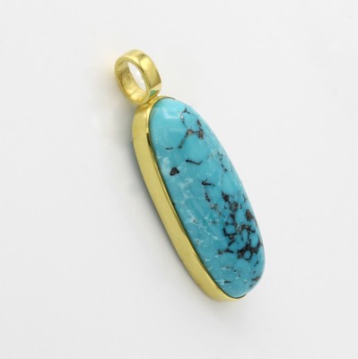 26967861a - Anhänger mit Türkis, GG 585/000, ovaler Türkis ca. 25.1 ct Schätzpreis: 1500, - EUR