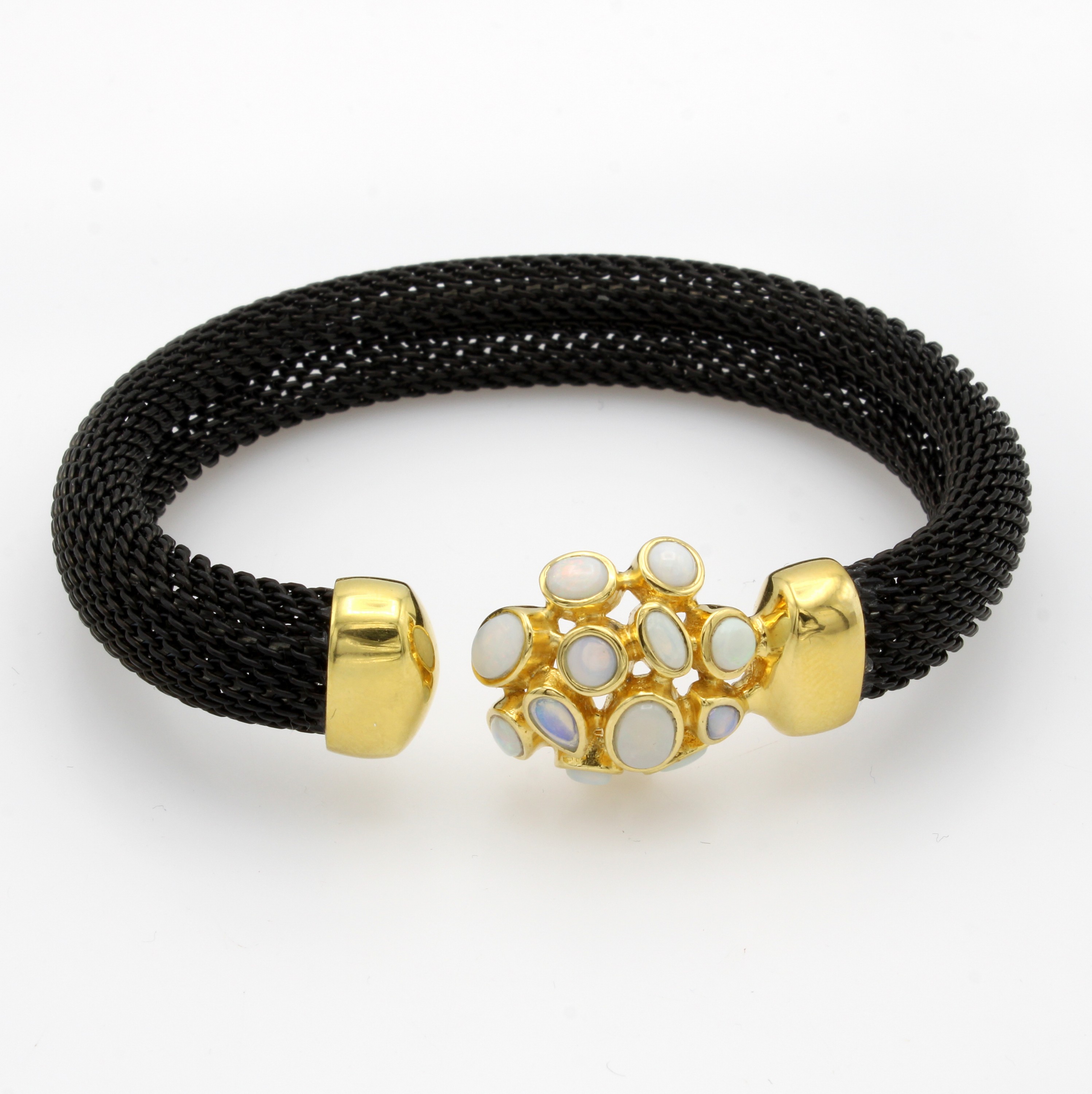 Image 26968465 - Armreif mit Opalen, Stahl z.T. geschwärzt u. verg., Schätzpreis: 500, - EUR