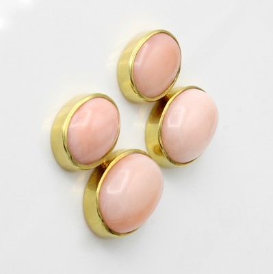 26968434a - Paar Ohrstecker mit Korallen, GG 585/000, 4 ovale, rosa Korallen zus. ca. 22 ct, Versand ...