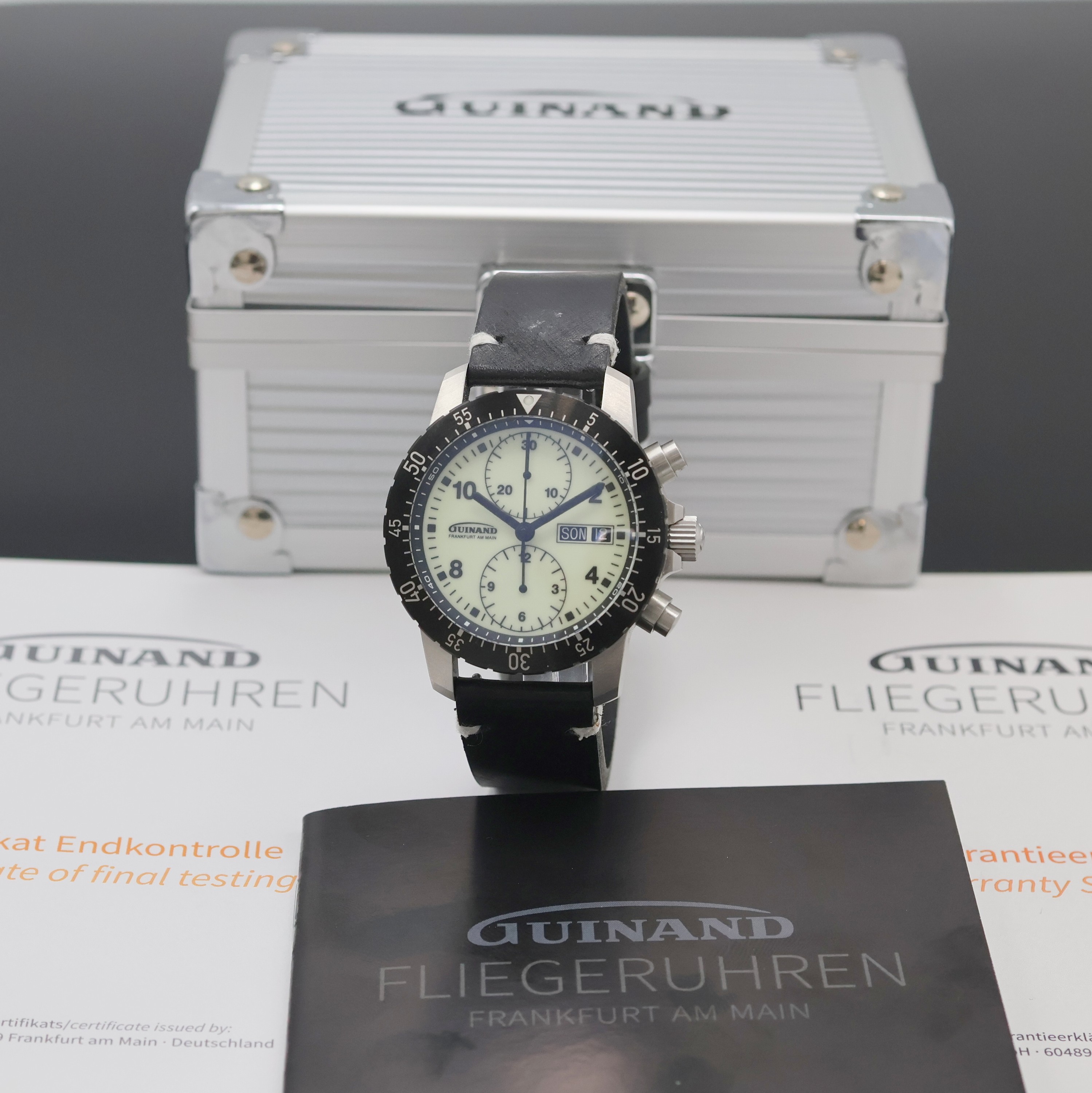 GUINAND HS108 auf 50 Stück limitierter Armbandchronograph, Schweiz/Deutschland verk. lt. beil. Pap. 11/2024, Automatik, Edelstahlgeh. inkl. orig. ...