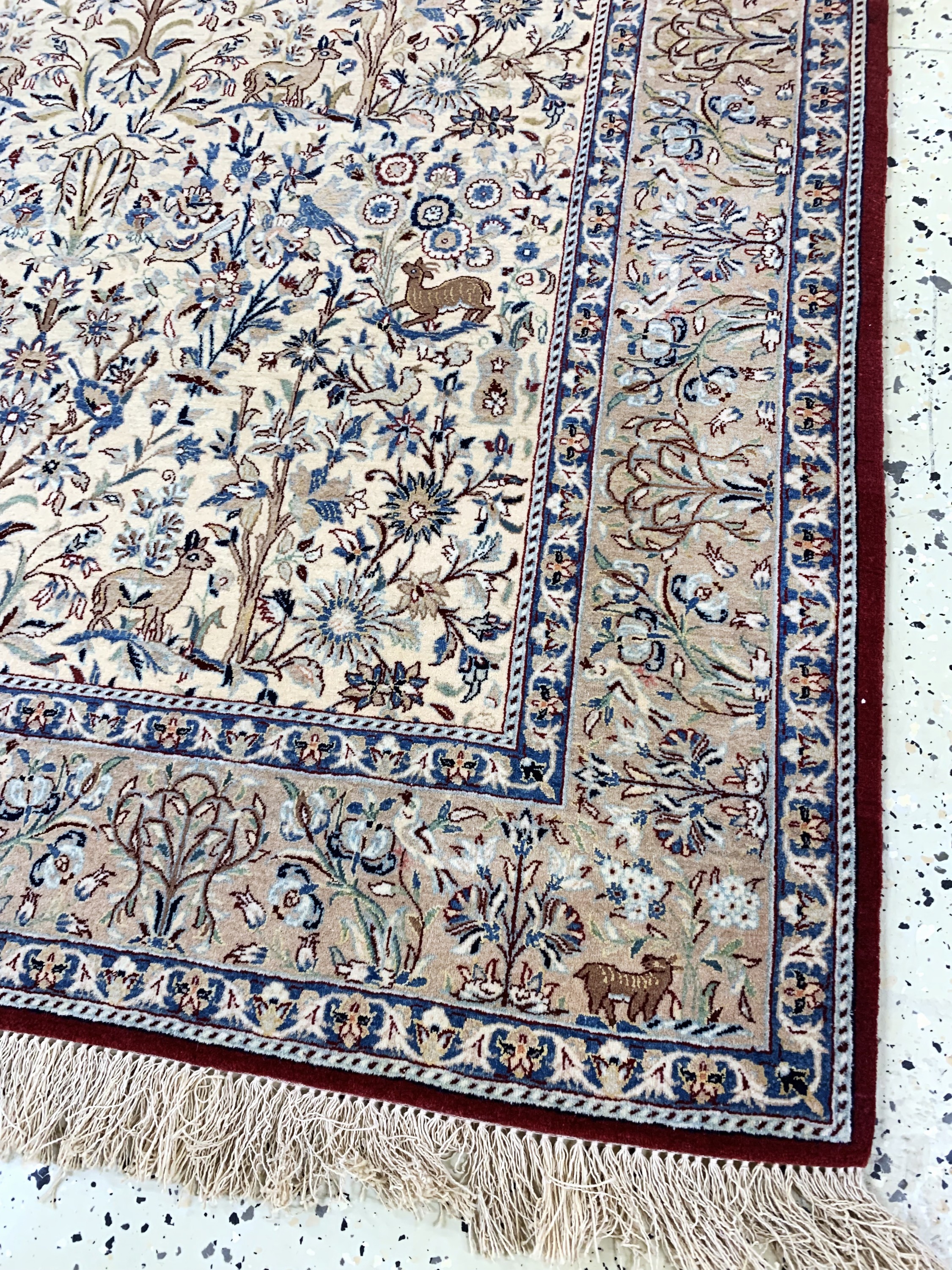Detail a: Nain"Tudeschk"alt fein, Persien, Anfang 20.Jhd, Korkwolle mit Seide, ca. 145 x 112 cm,ca. 1,0 Mio. Kn/qm, gereinigt, EHZ: 2
