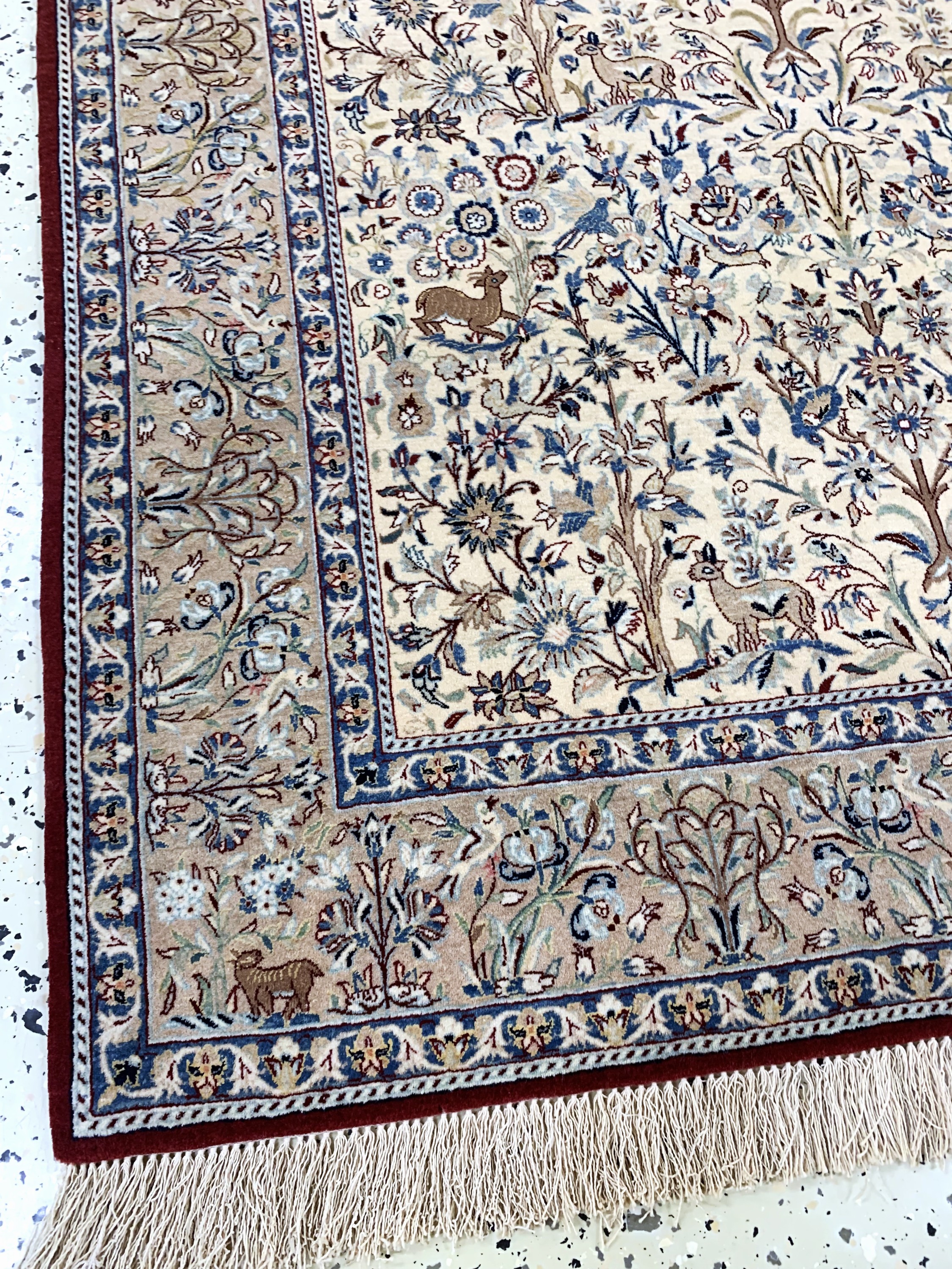 Detail b: Nain"Tudeschk"alt fein, Persien, Anfang 20.Jhd, Korkwolle mit Seide, ca. 145 x 112 cm,ca. 1,0 Mio. Kn/qm, gereinigt, EHZ: 2
