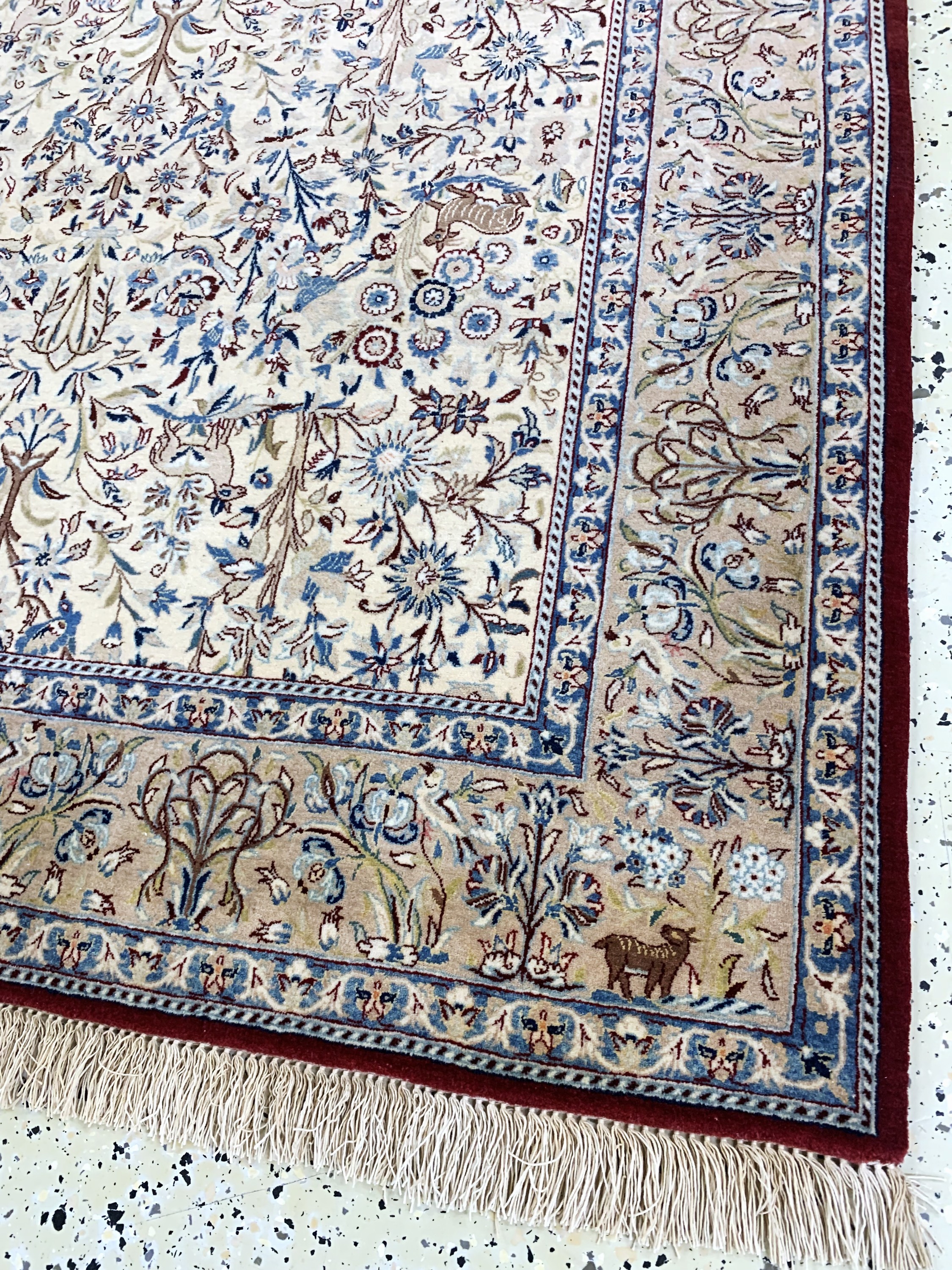 Detail d: Nain"Tudeschk"alt fein, Persien, Anfang 20.Jhd, Korkwolle mit Seide, ca. 145 x 112 cm,ca. 1,0 Mio. Kn/qm, gereinigt, EHZ: 2