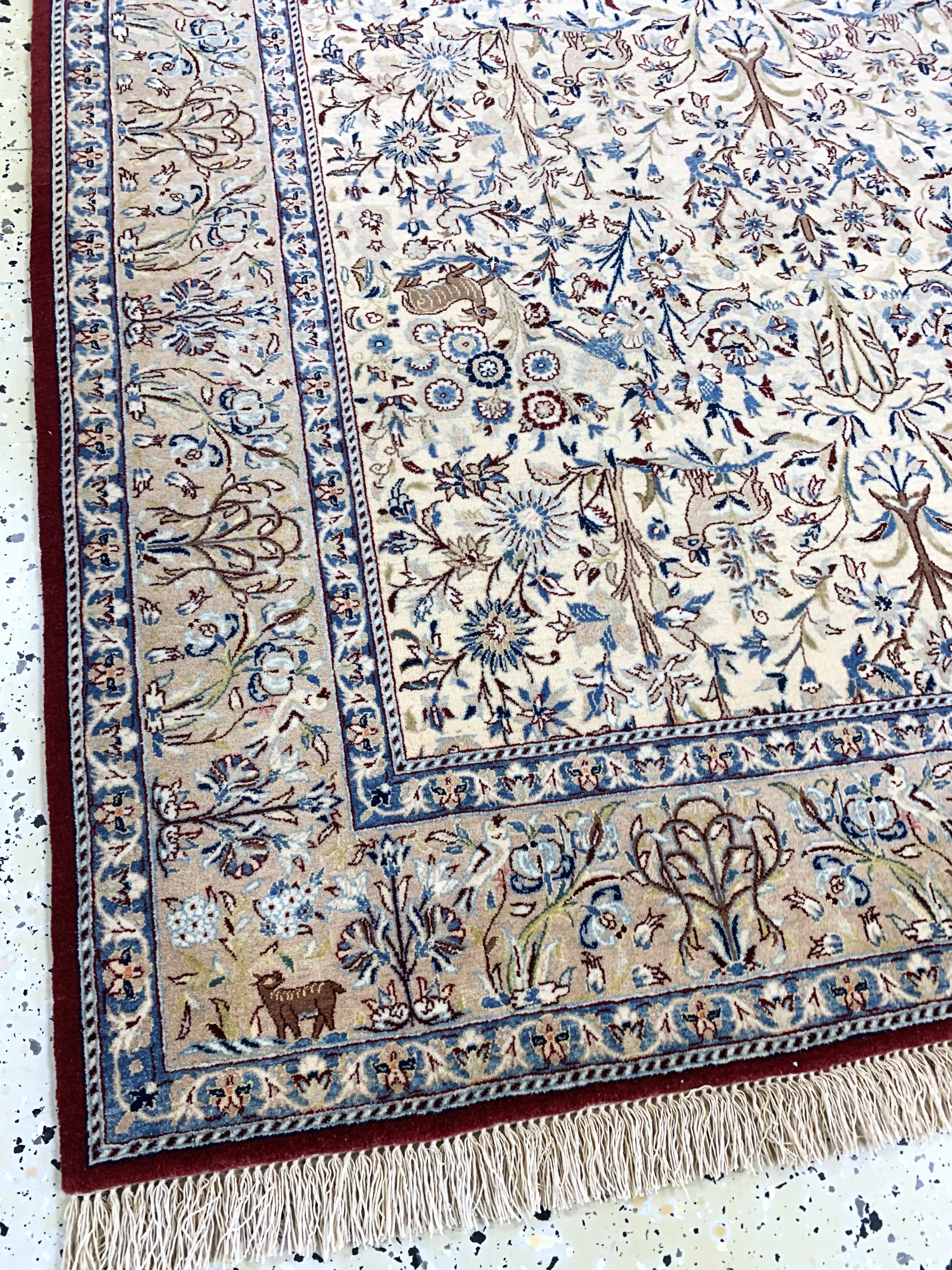 Detail e: Nain"Tudeschk"alt fein, Persien, Anfang 20.Jhd, Korkwolle mit Seide, ca. 145 x 112 cm,ca. 1,0 Mio. Kn/qm, gereinigt, EHZ: 2