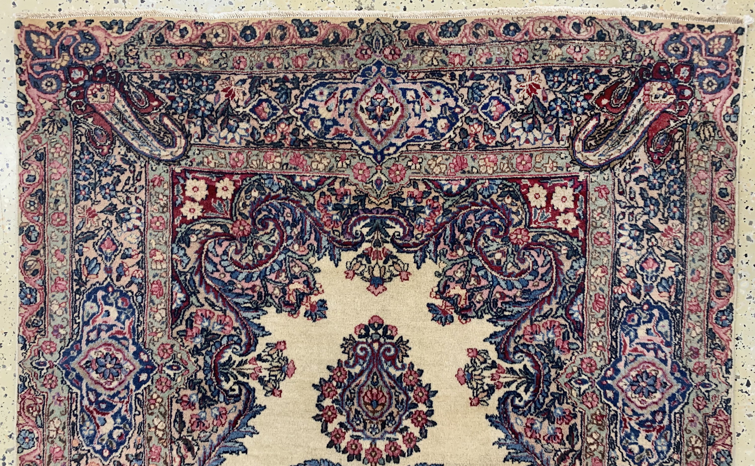 Detail a: Kerman"Lawar"alt fein, Persien, Anfang 20.Jhd, Wolle auf Baumwolle, ca. 210 x 120 cm,gereinigt, EHZ: 2, (restaurierungen)