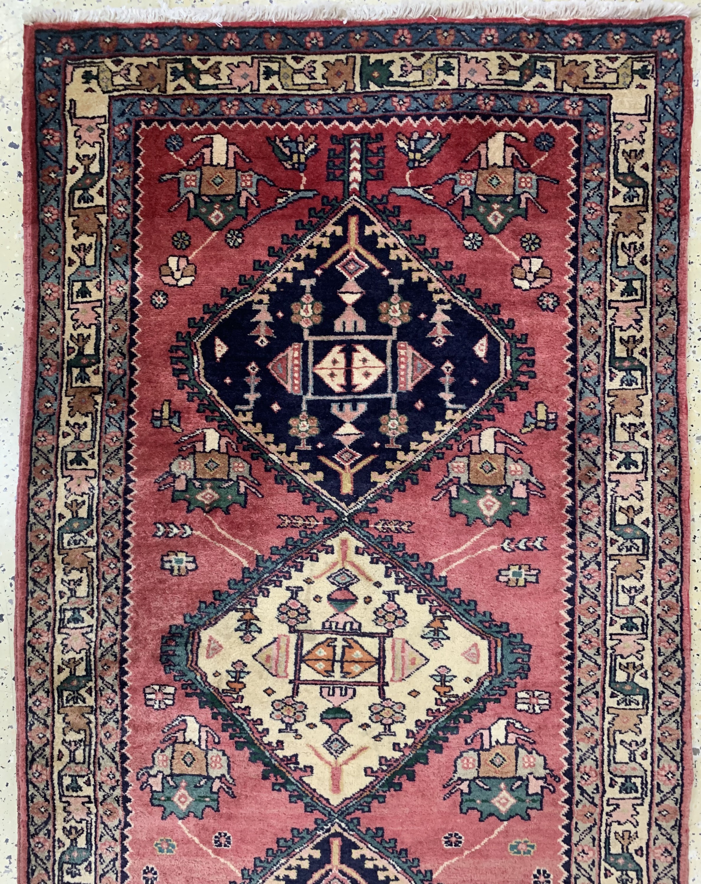 Detail a: Meschgin alt, Persien, Mitte 20.Jhd, Wolle auf Baumwolle, ca. 390 x 110 cm, gereinigt, EHZ: 2