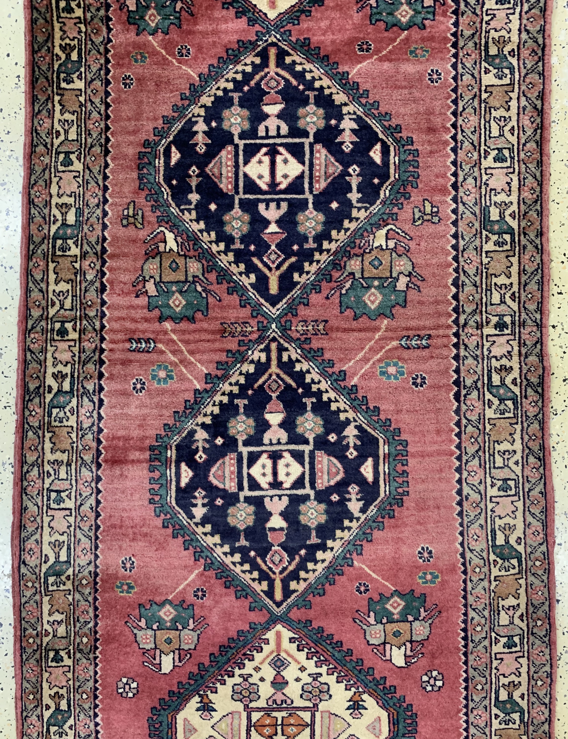 Detail b: Meschgin alt, Persien, Mitte 20.Jhd, Wolle auf Baumwolle, ca. 390 x 110 cm, gereinigt, EHZ: 2