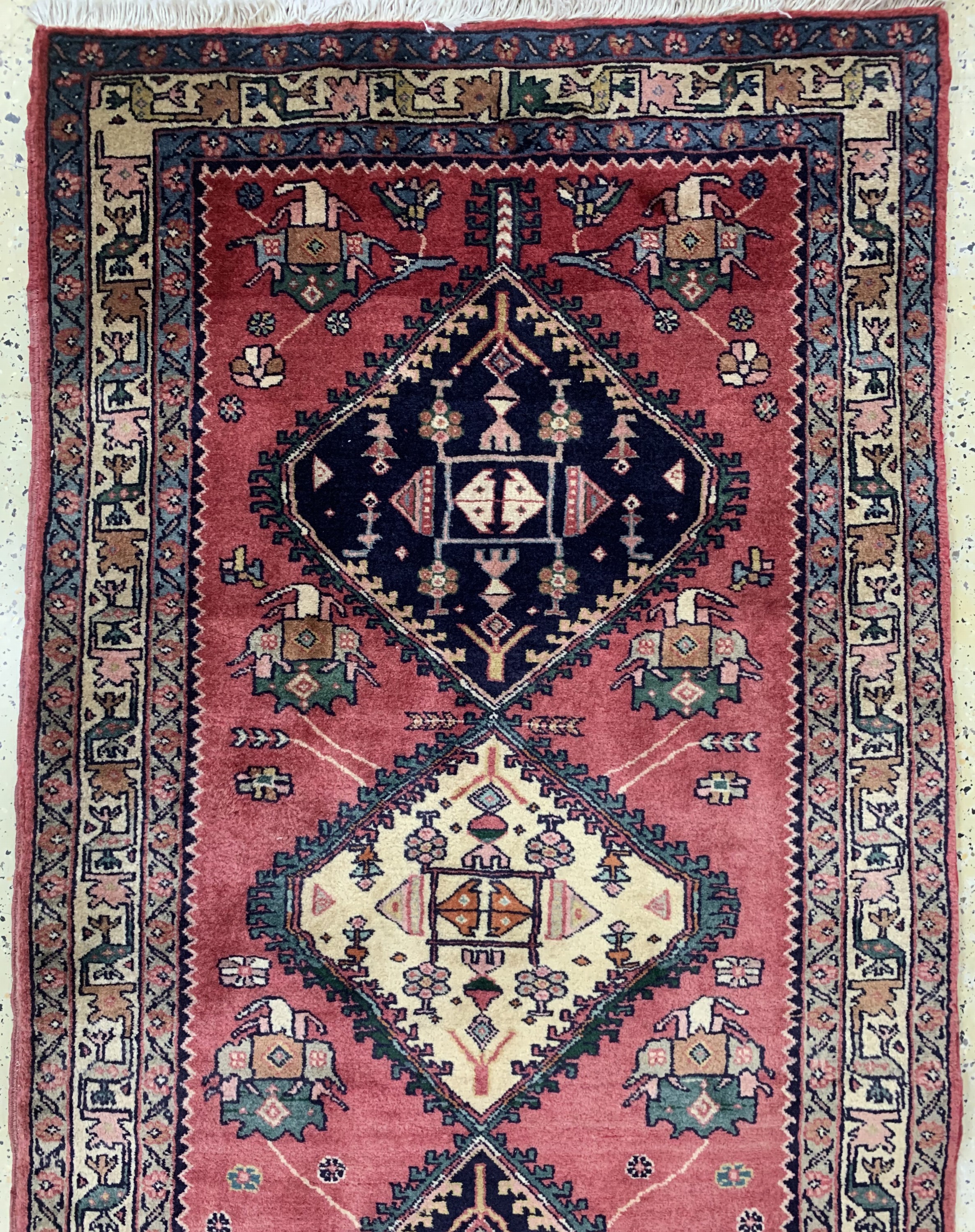 Detail a: Meschgin alt, Persien, Mitte 20.Jhd, Wolle auf Baumwolle, ca. 380 x 110 cm, gereinigt, EHZ: 2