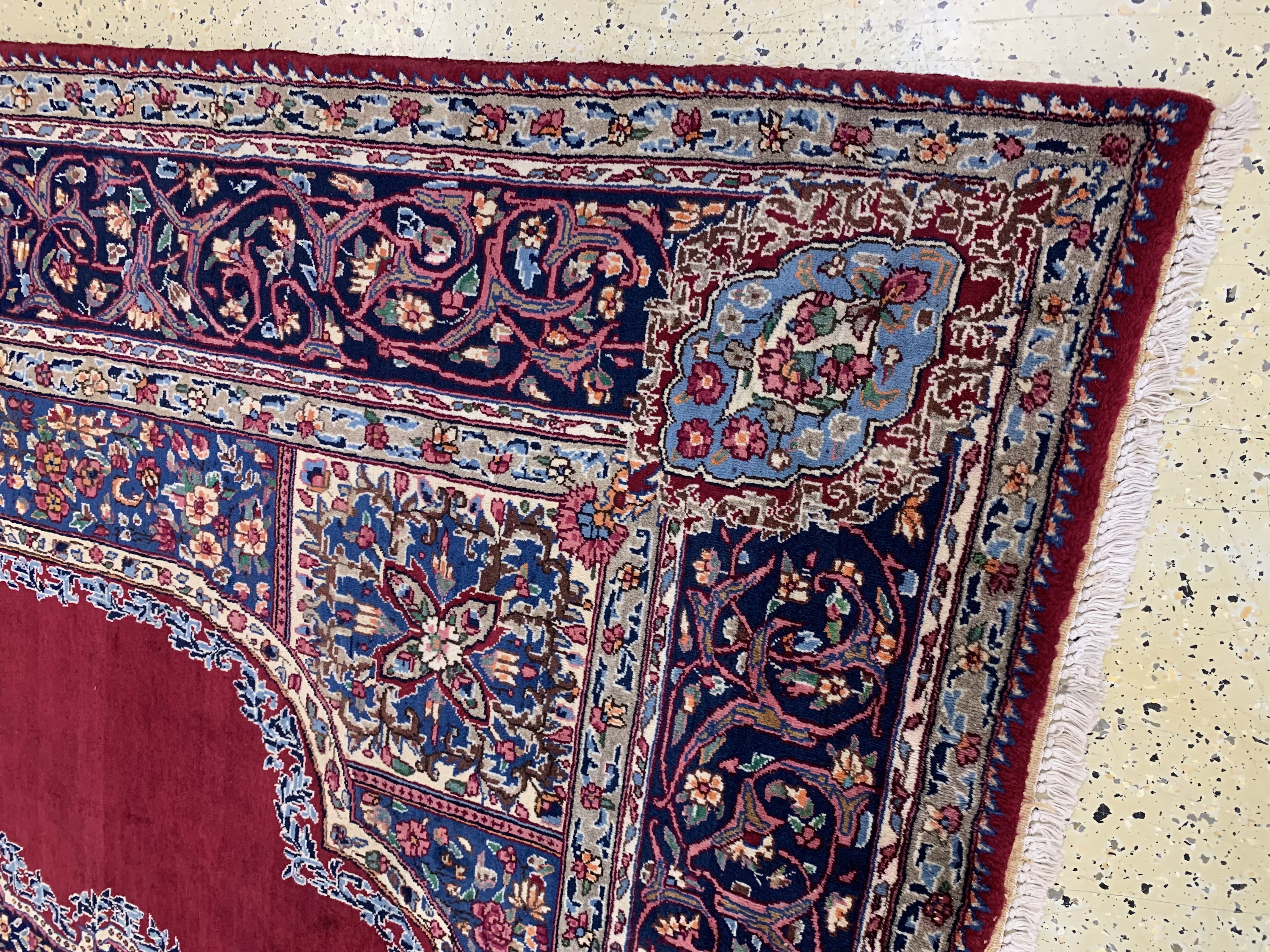 Detail e: Yazd alt, Persien, Anfang 20.Jhd, Wolle aufBaumwolle, ca. 345 x 250 cm, gereinigt, EHZ: 2