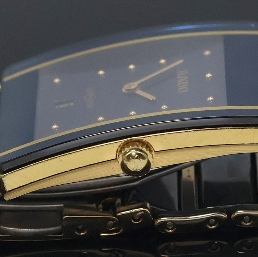 Detail c: RADO DiaStar Armbanduhr Referenz 160.0281.3N, Schweiz um 2000, quarz, verg. Gehäuse inkl. Gliederband m. dopp. Faltschl., Keramik- ...