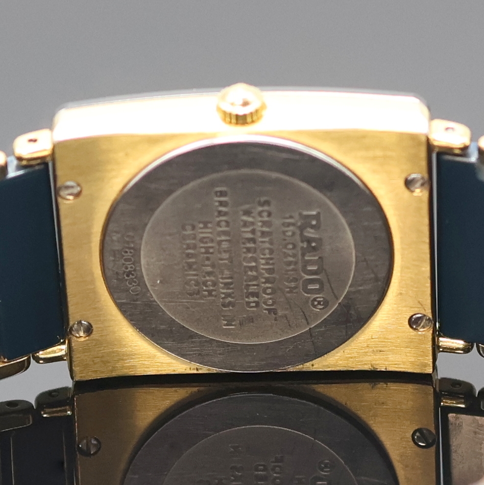 Detail d: RADO DiaStar Armbanduhr Referenz 160.0281.3N, Schweiz um 2000, quarz, verg. Gehäuse inkl. Gliederband m. dopp. Faltschl., Keramik- ...
