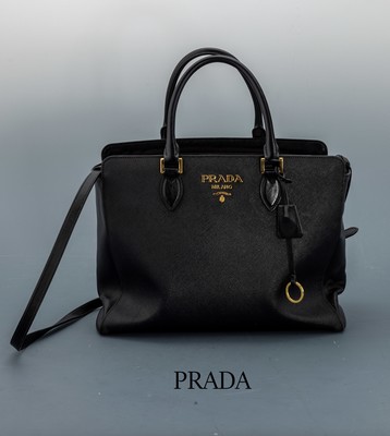 Image 26968815 - PRADA Handtasche, Galleria, schwarzes Saffianoleder, 2 Tragehenkel, abnehmbarer ...