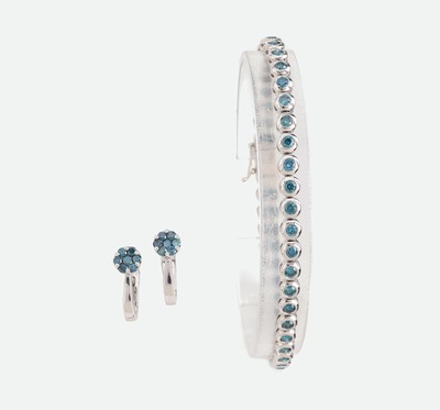 Image 26968854 - 14/18 kt Gold Diamant Schmuckset, best. aus: Armband WG 750/000 besetzt mit 44 ...