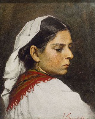 Image Johann Georg Mohr, 1864-1943 Frankfurt am Main, Portrait einer jungen Italienerin mit ...