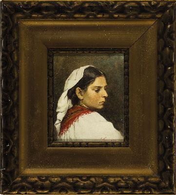 26968858k - Johann Georg Mohr, 1864-1943 Frankfurt am Main, Portrait einer jungen Italienerin mit ...