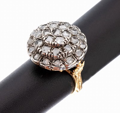 Image 26968895 - 18 kt Gold Diamant-Ring, GG 750/000, nach dem Vorbild von 1870/80, Diamantrosen in ...