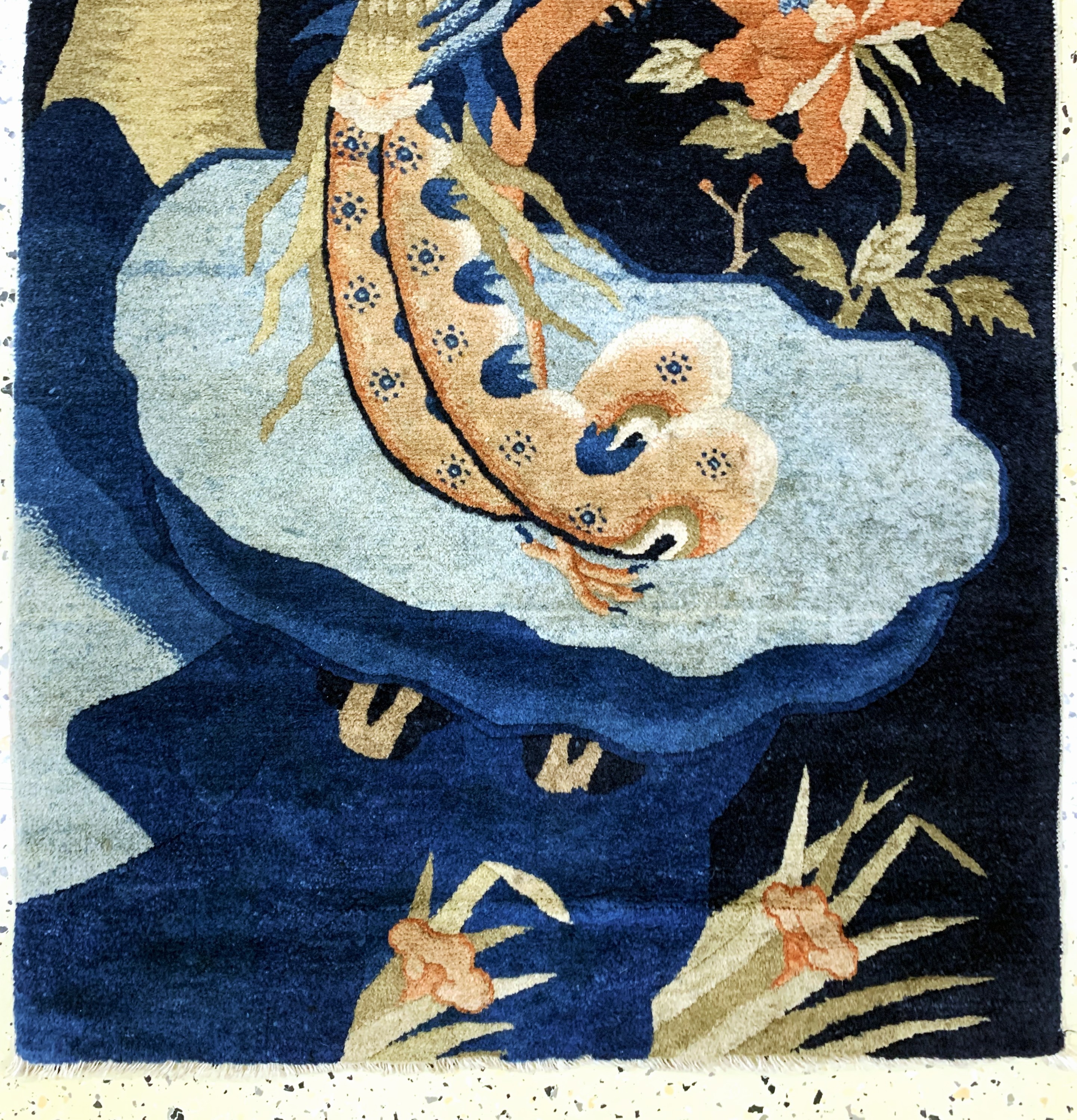Detail b: Pao Tow"Phönyx-Hahn"antik, China, um 1900, Wolle auf Baumwolle, ca. 130 x 70 cm, gereinigt, EHZ: 2