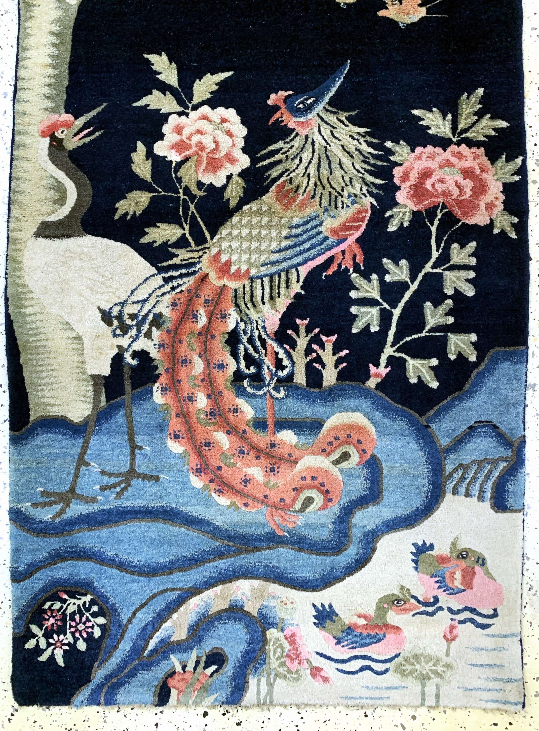 Detail b: Pao Tow"Phönyx-Hahn"antik, China, um 1900, Wolle auf Baumwolle, ca. 190 x 100 cm, gereinigt, EHZ: 2